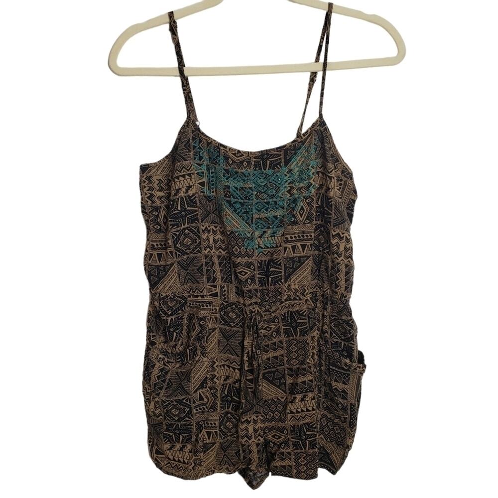 Forever 21 Boho Aztec Patterned Romper - Shorts with Adjustable Straps Medium